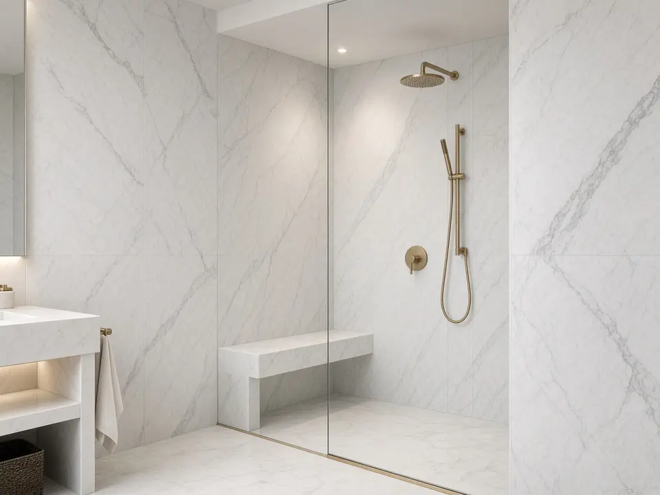 Random Vein White – marble look GVT tile