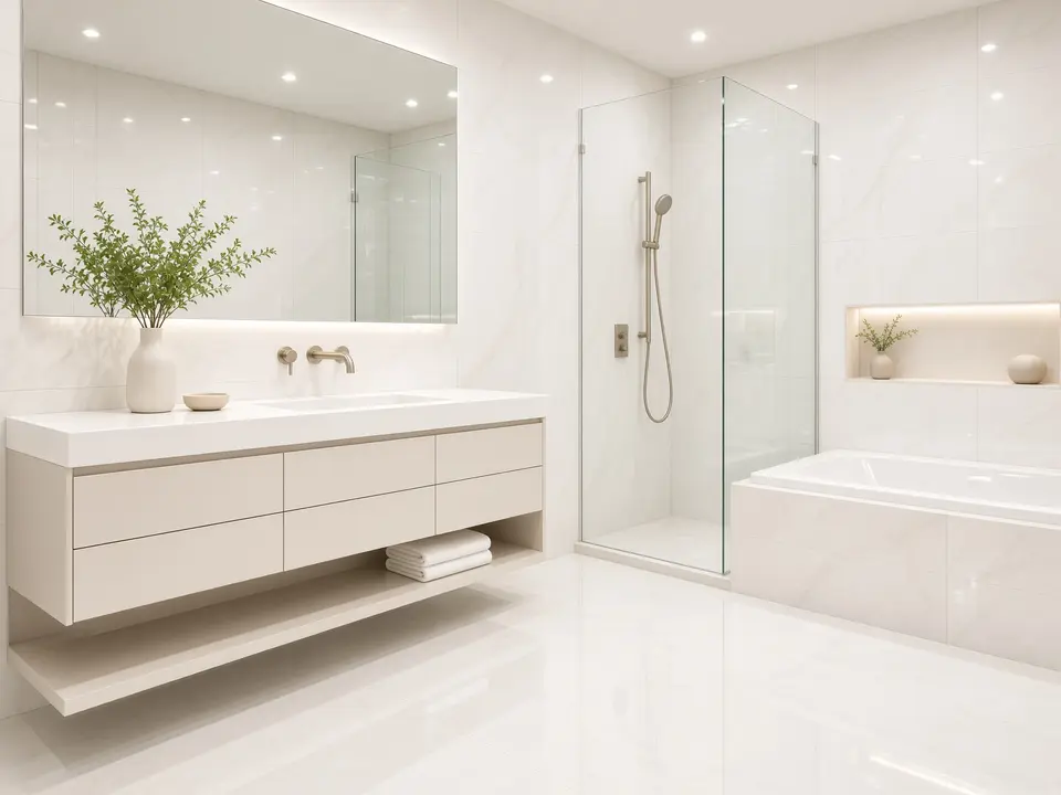Nano White Gloss – plain colour Double Charge tile