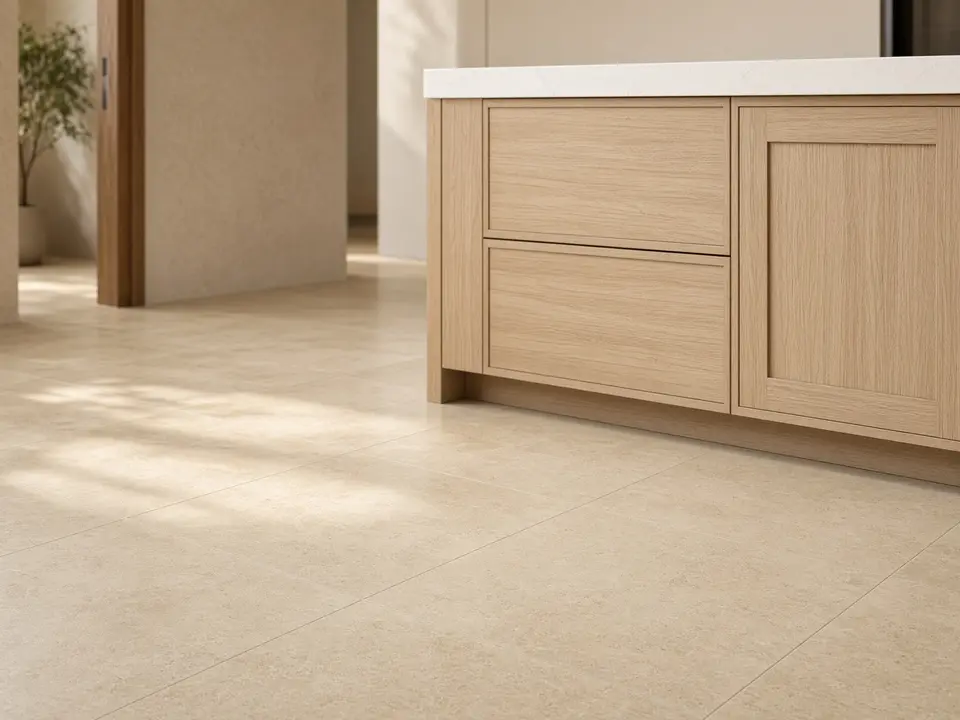 Sahara Beige – marble look GVT tile